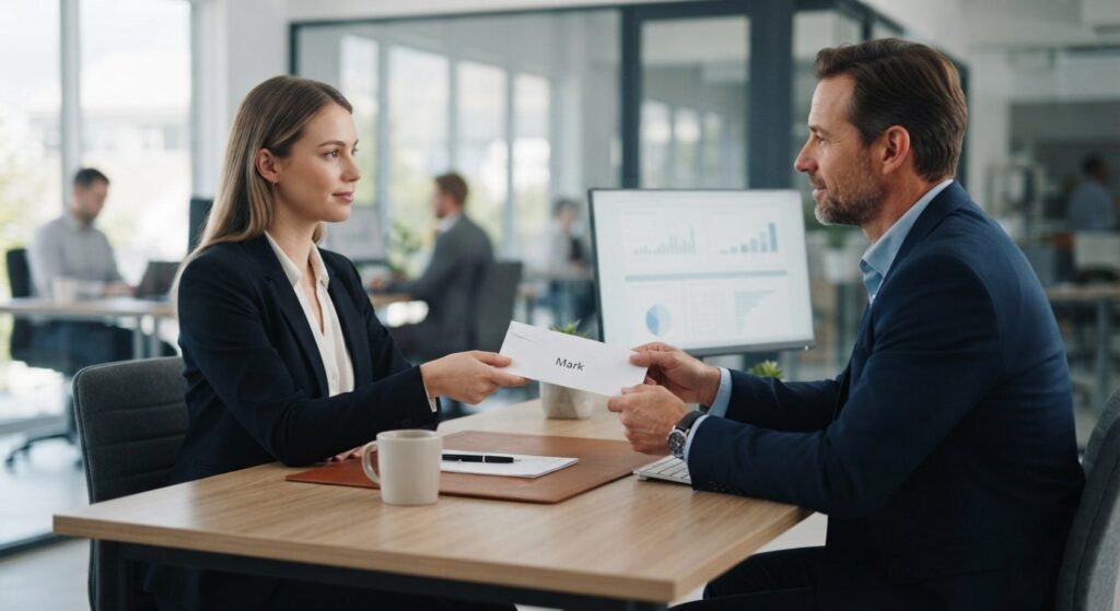 Medarbejder der opsiger sit job på en professionel måde på kontoret
